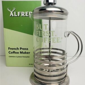 Alfred French Press Coffee Maker 8 Cup Pot 20 Oz Glass & Stainless Steel